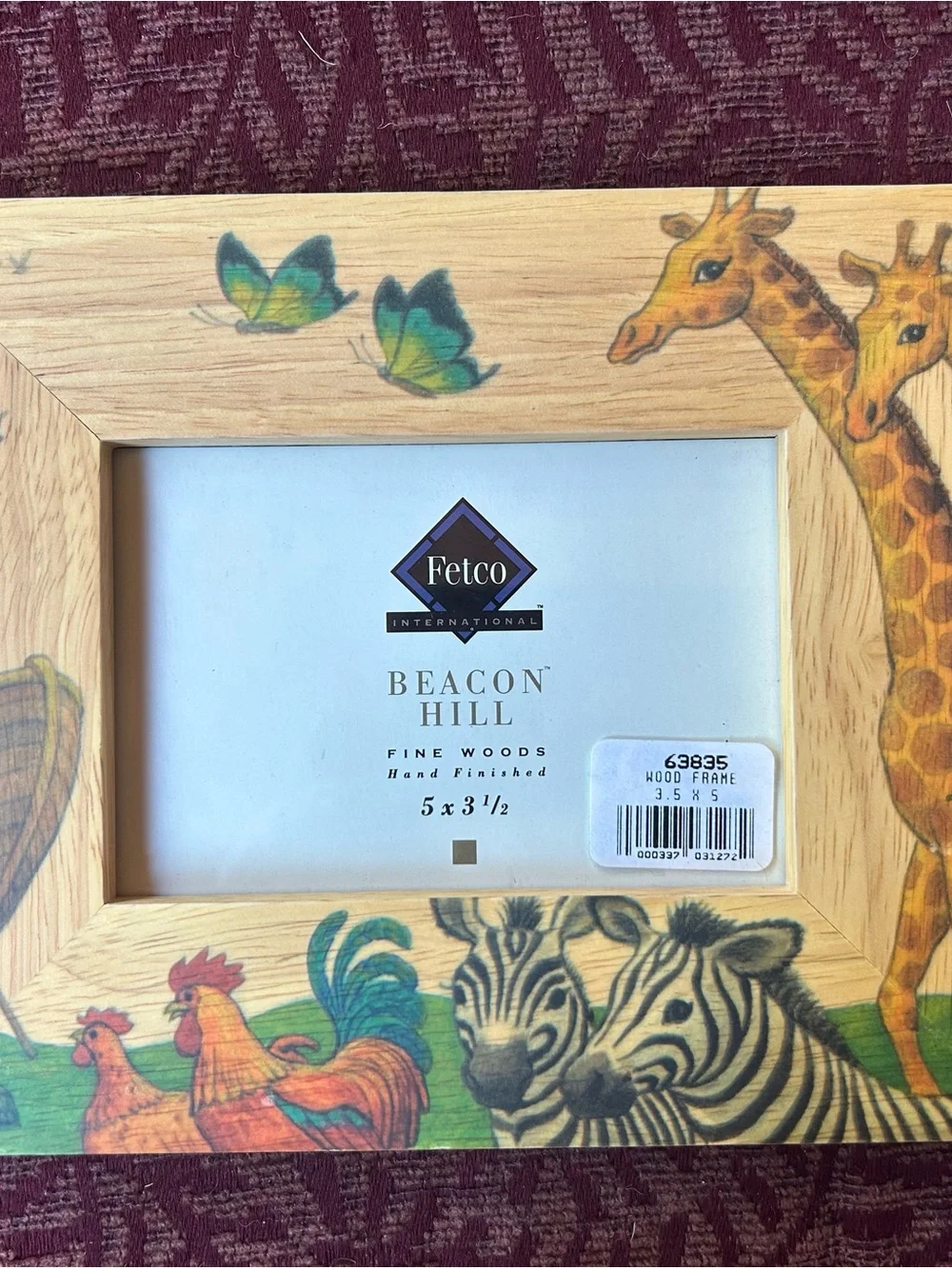 Fetco Beacon Hill Safari Animals Fine wood Frame holds 5”x3.5” photo